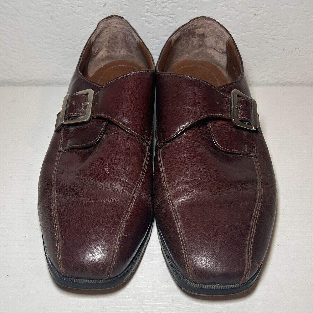 Stacy Adams Brown Leather Cap Toe Monk Strap Dress Shoes Size 9 M 23476 Slip-On